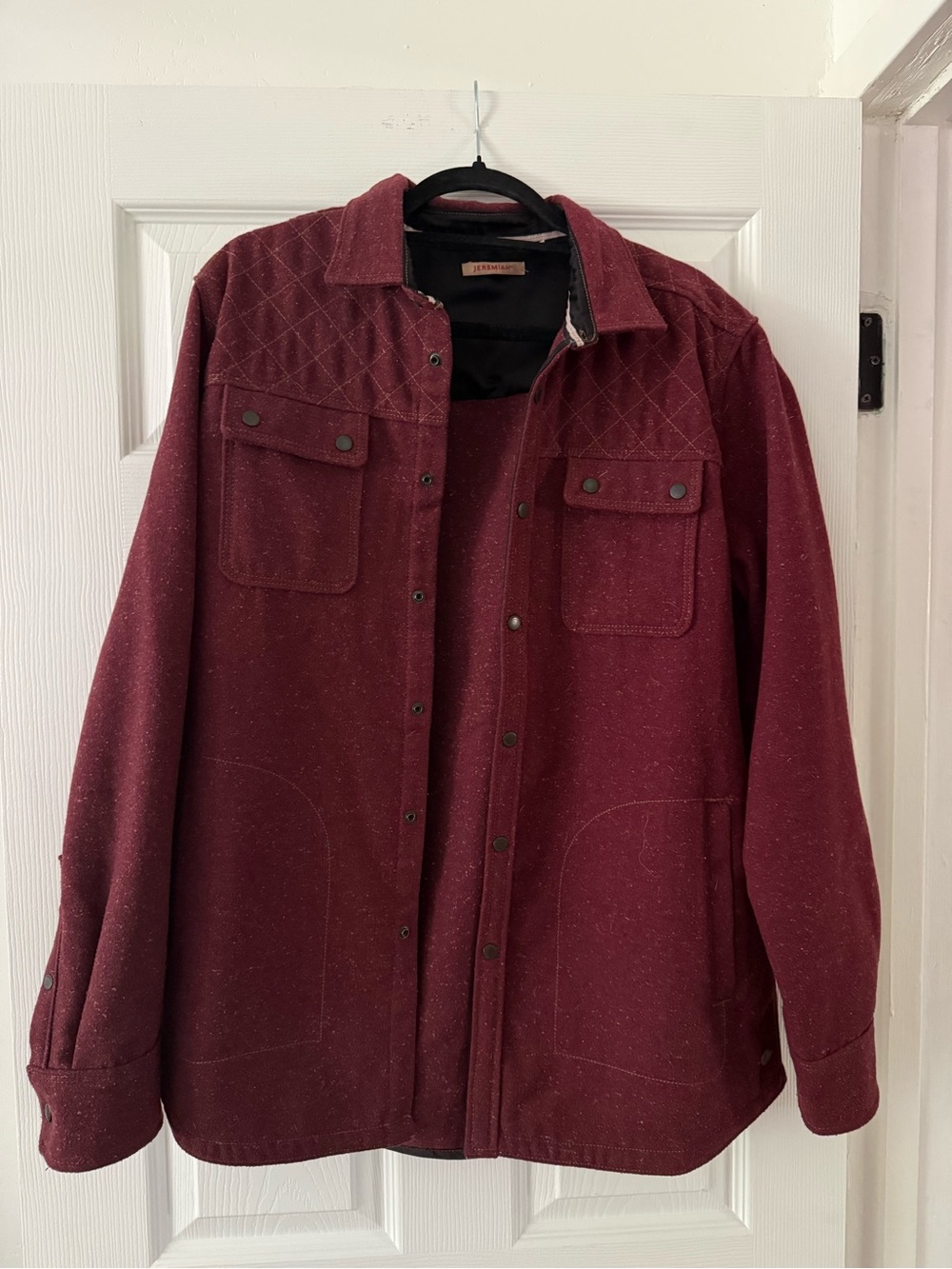 Jeremiah Burgundy Men’s Utility Jacket Cotton Blend Size Large